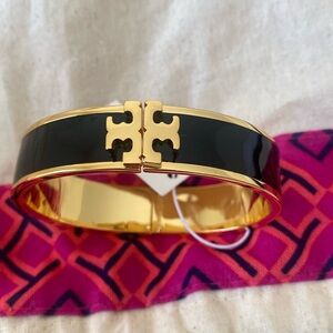 NWT- Tory Burch black monogrammed bangle